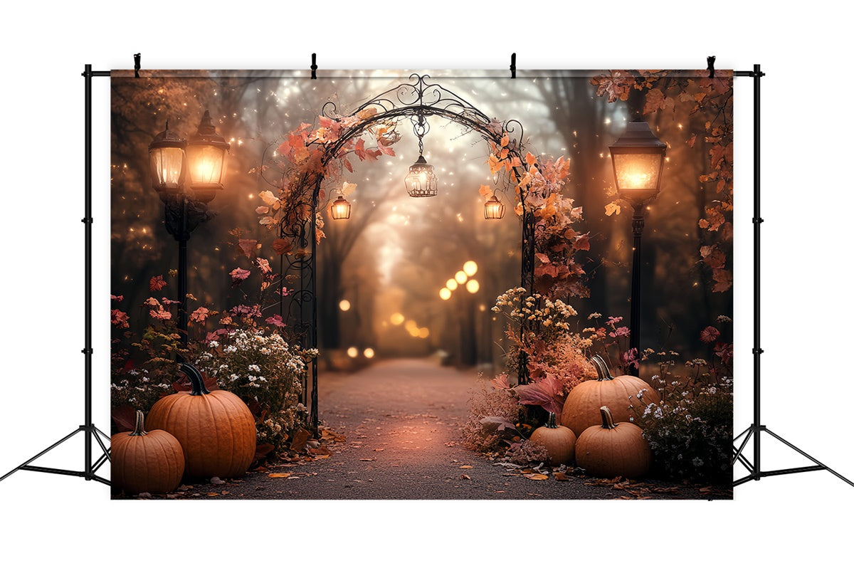 Fall Forest Backdrop Pumpkin Lantern Garden Arch Backdrop UK CSH57-197