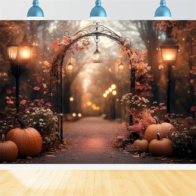 Fall Forest Backdrop Pumpkin Lantern Garden Arch Backdrop UK CSH57-197