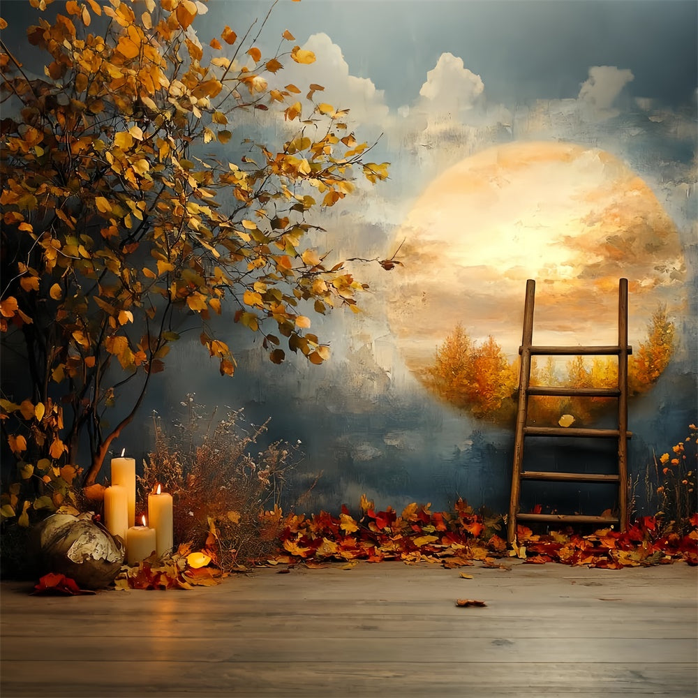 Fall Photoshoot Backdrop Golden Moon Dreamscape Backdrop UK CSH57-198