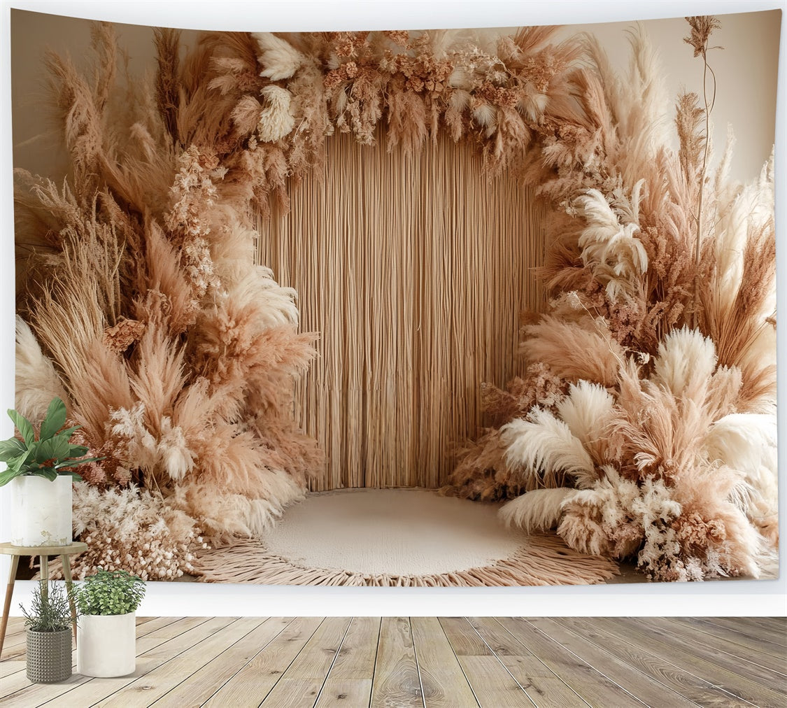 Bohemian Style Backdrop Rustic Pampas Bloom Backdrop UK CSH57-306