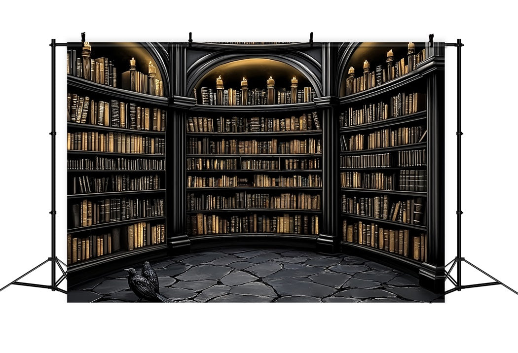 Library Backdrop Dark Arched Gothic Library Back to School Backdrop UK CSH58-108