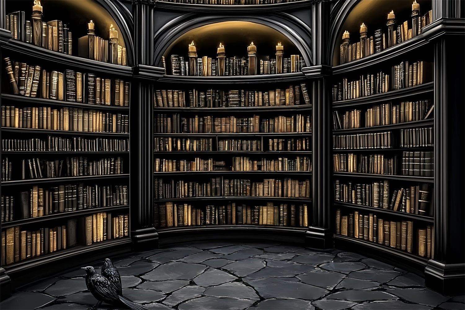 Library Backdrop Dark Arched Gothic Library Back to School Backdrop UK CSH58-108
