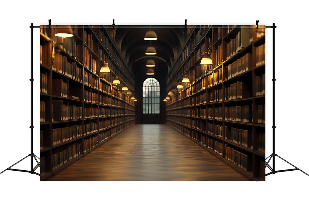 Library Backdrop Warm Lantern Library Corridor School Picture Backdrop UK CSH58-110