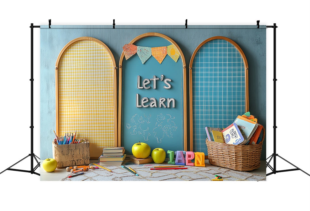 Book Backdrop Colorful Classroom Supplies Setup Back to School Backdrop UK CSH58-115