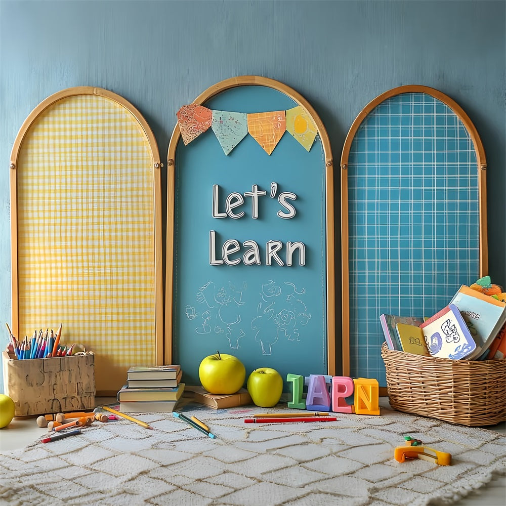 Book Backdrop Colorful Classroom Supplies Setup Back to School Backdrop UK CSH58-115