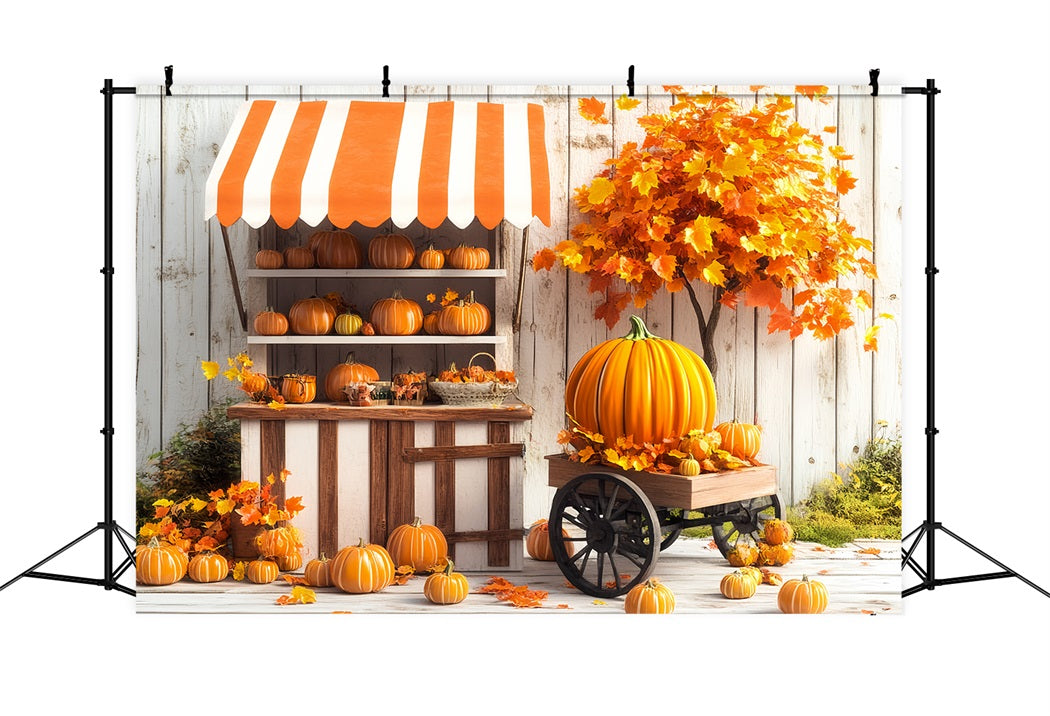 Thanksgiving Backdrop Pumpkin Cart Harvest Stand Thanksgiving Themed Backdrop UK CSH58-125