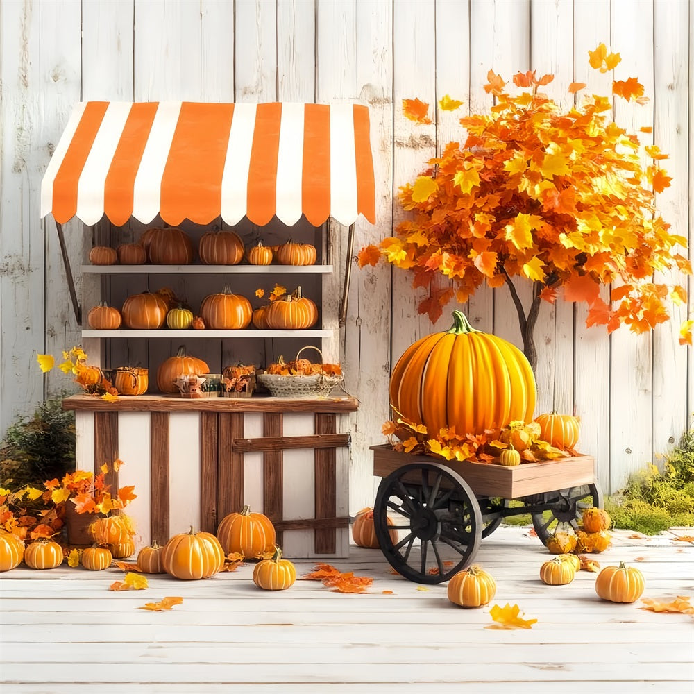Thanksgiving Backdrop Pumpkin Cart Harvest Stand Thanksgiving Themed Backdrop UK CSH58-125