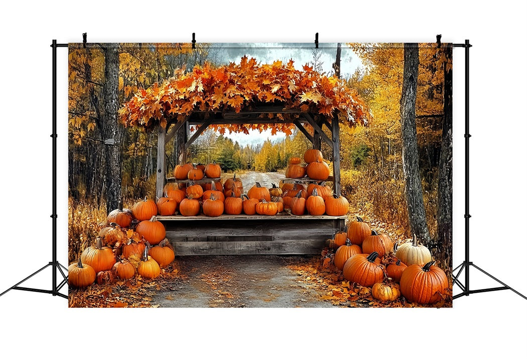 Thanksgiving Photo Backdrop Pumpkin Harvest Forest Stand Thanksgiving Backdrop UK CSH58-134