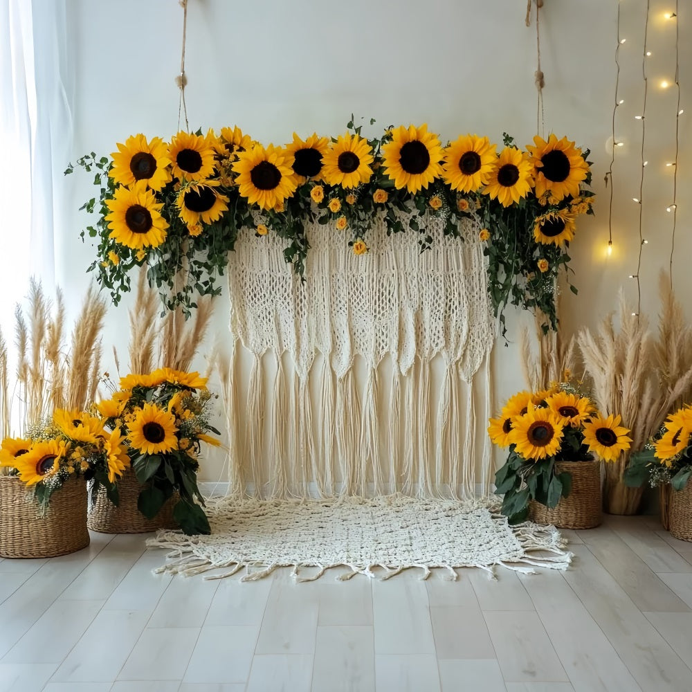 Thanksgiving Photo Backdrop Sunflower Macrame Rustic Decor Thanksgiving Backdrop UK CSH58-135