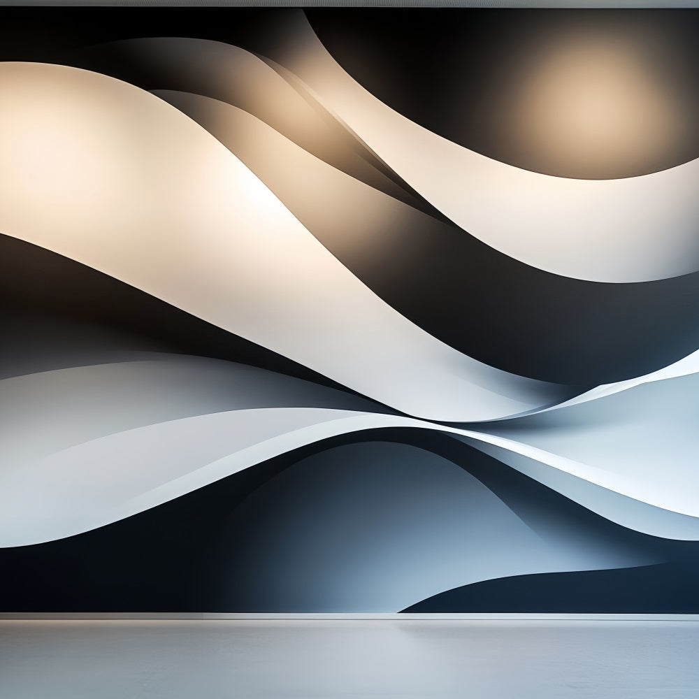 Cool Backdrops Monochrome Flowing Wave Layers Abstract Backdrop UK CSH58-151