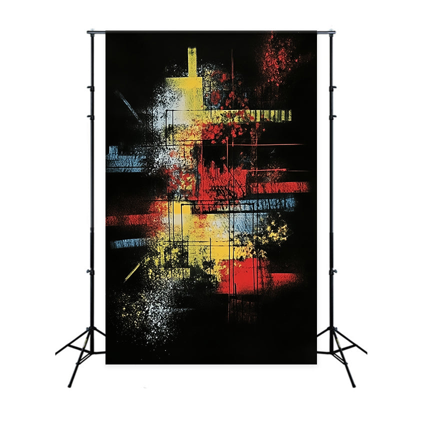 Dark Backdrop Neon Grid Color Burst Abstract Photo Backdrops UK CSH58-155