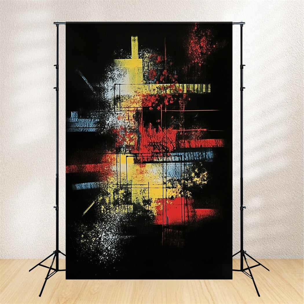 Dark Backdrop Neon Grid Color Burst Abstract Photo Backdrops UK CSH58-155