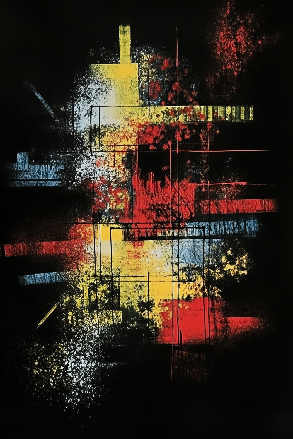 Dark Backdrop Neon Grid Color Burst Abstract Photo Backdrops UK CSH58-155