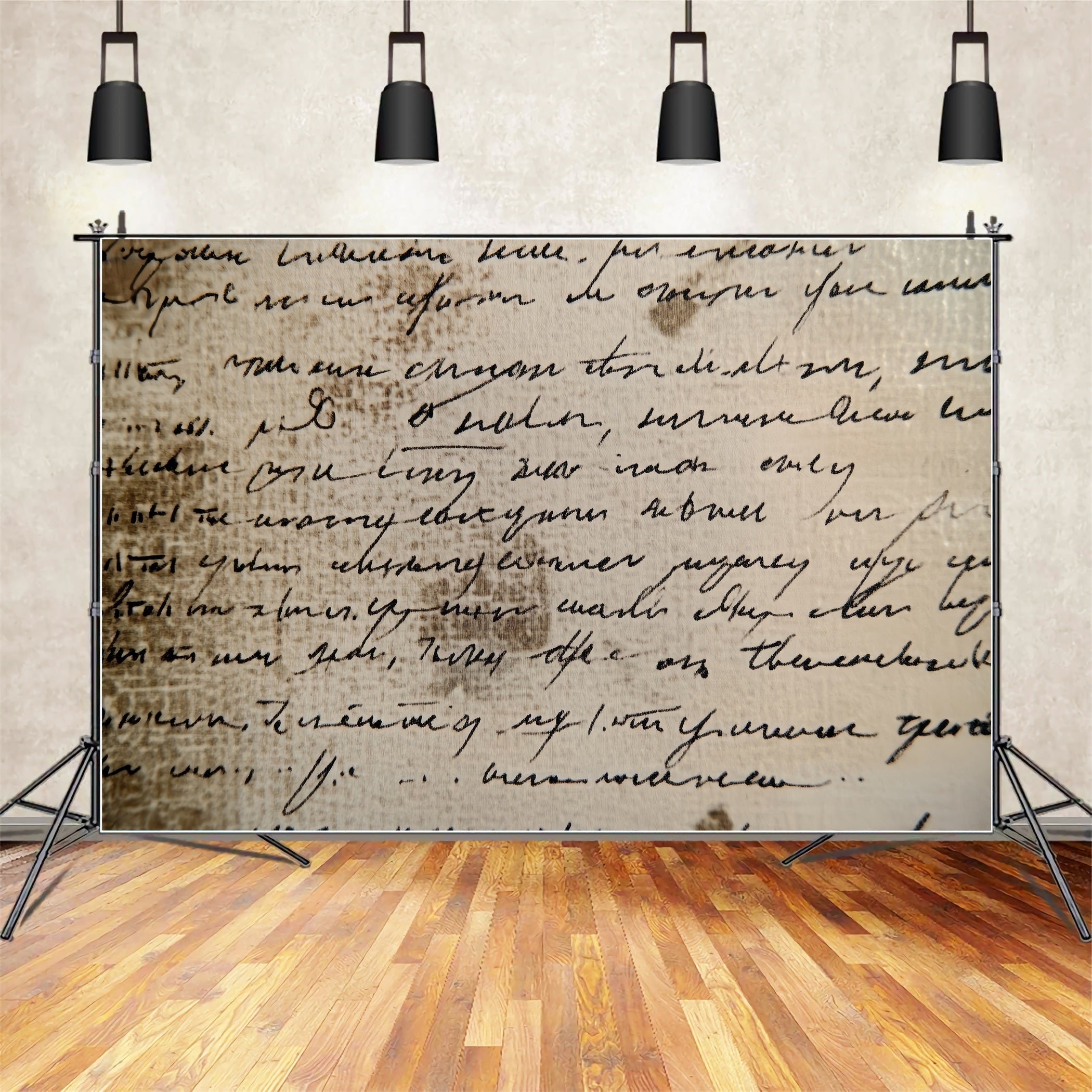Cream Backdrop Vintage Handwritten Script Pattern Abstract Photography Backdrop UK CSH58-199
