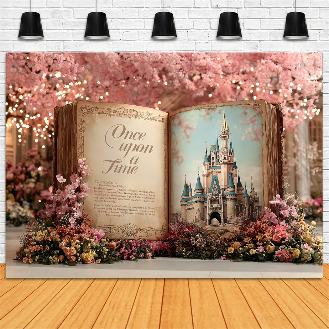 Once Upon a Time Backdrop Fairytale Castle Storybook Blossoms Kids Backdrop UK CSH58-232