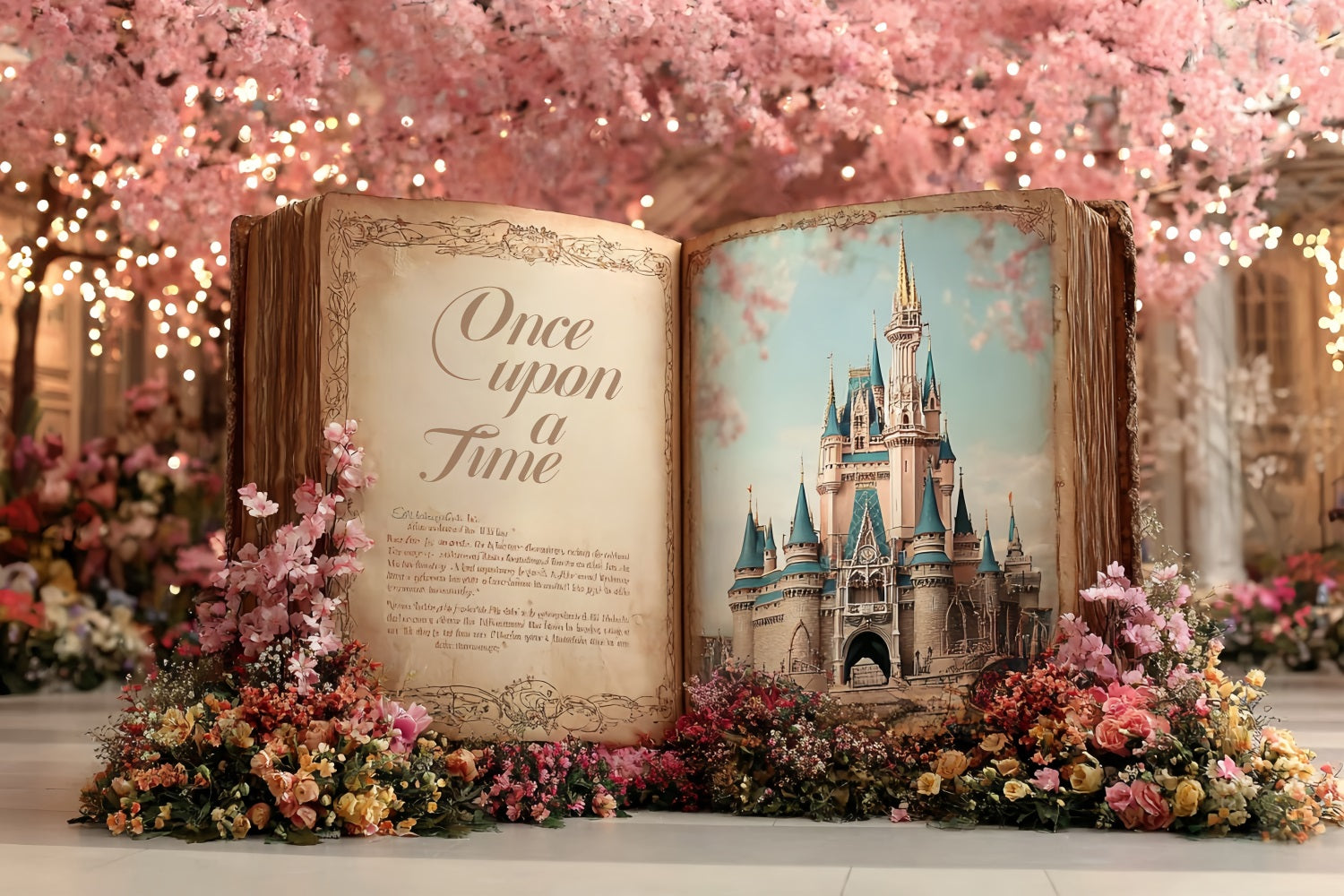 Once Upon a Time Backdrop Fairytale Castle Storybook Blossoms Kids Backdrop UK CSH58-232