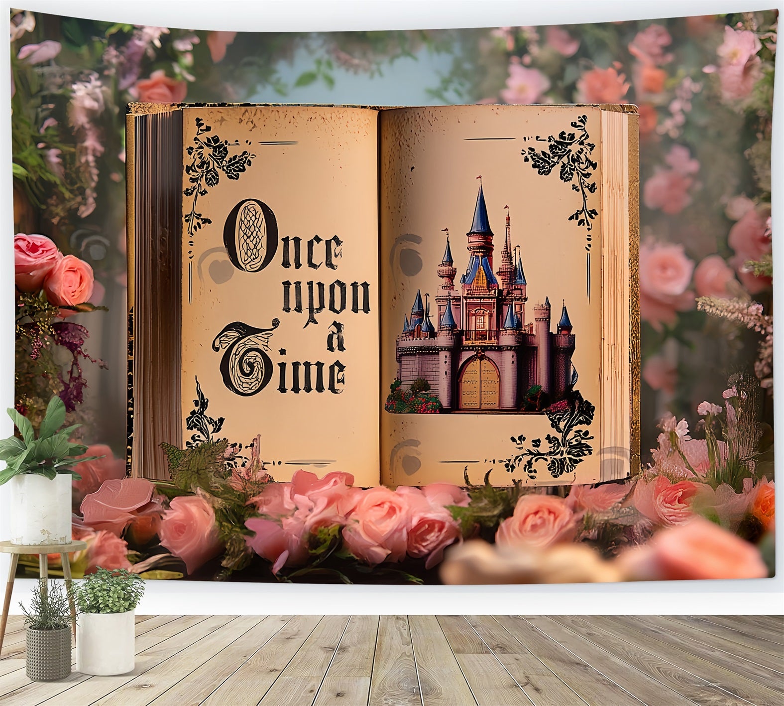 Once Upon a Time Backdrop Enchanted Rose Castle Pages Kids Photo Backdrop UK CSH58-233