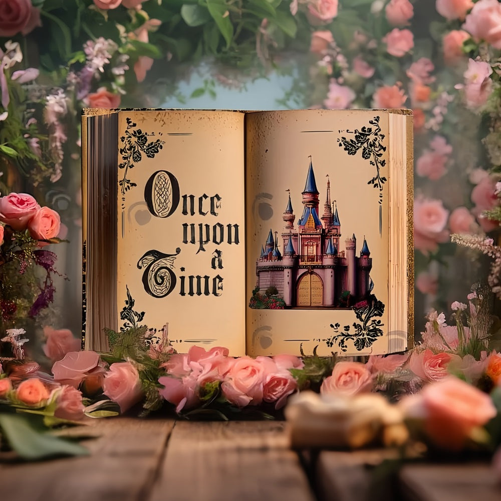 Once Upon a Time Backdrop Enchanted Rose Castle Pages Kids Photo Backdrop UK CSH58-233