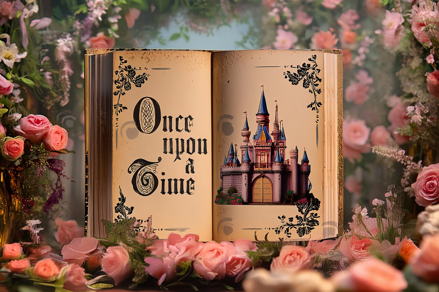 Once Upon a Time Backdrop Enchanted Rose Castle Pages Kids Photo Backdrop UK CSH58-233