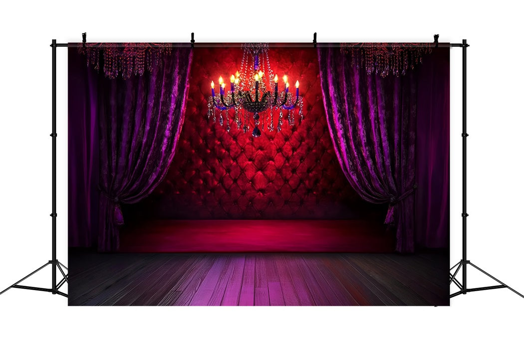 Sexy Backdrop Crimson Velvet Chandelier Glow Boudoir Backdrops UK CSH58-250