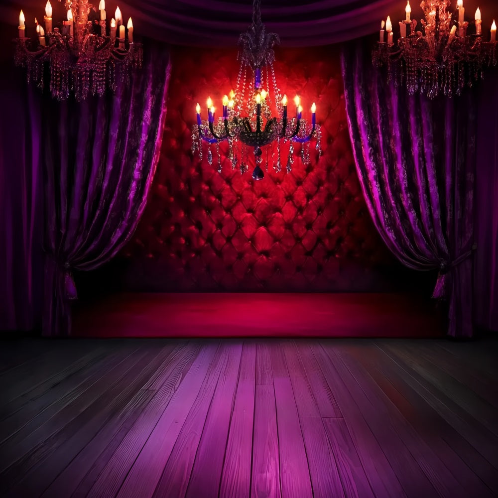 Sexy Backdrop Crimson Velvet Chandelier Glow Boudoir Backdrops UK CSH58-250
