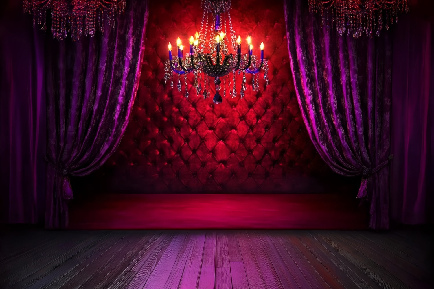 Sexy Backdrop Crimson Velvet Chandelier Glow Boudoir Backdrops UK CSH58-250