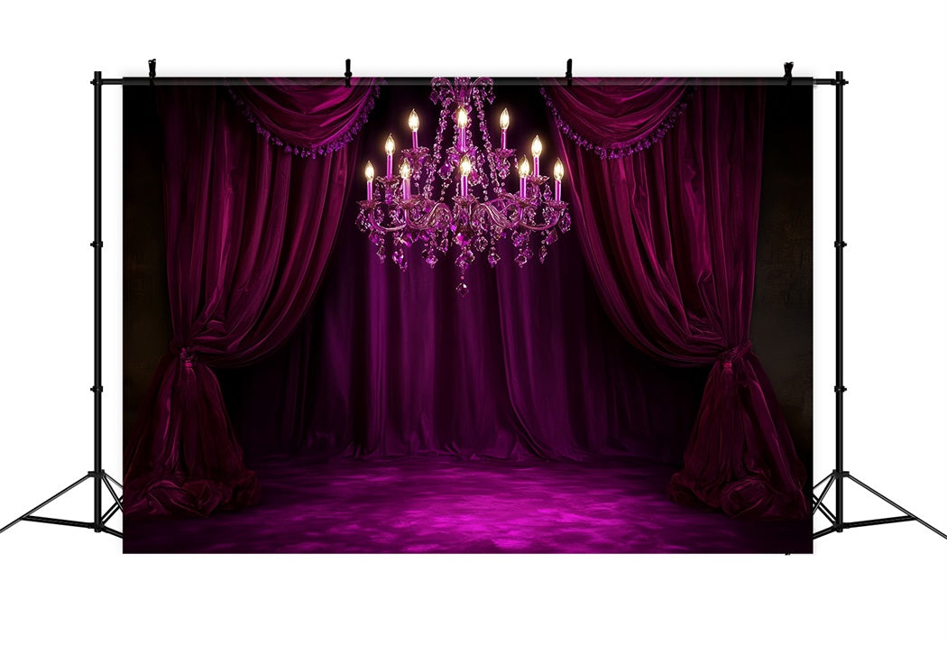 Boudoir Sexy Backdrop Magenta Velvet Chandelier Drapes Boudoir Backdrop UK CSH58-251