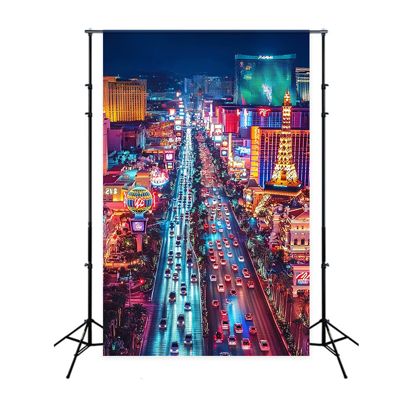Las Vegas Backdrop City of Night Overlook Traffic Vegas Photo Backdrop UK CSH58-6