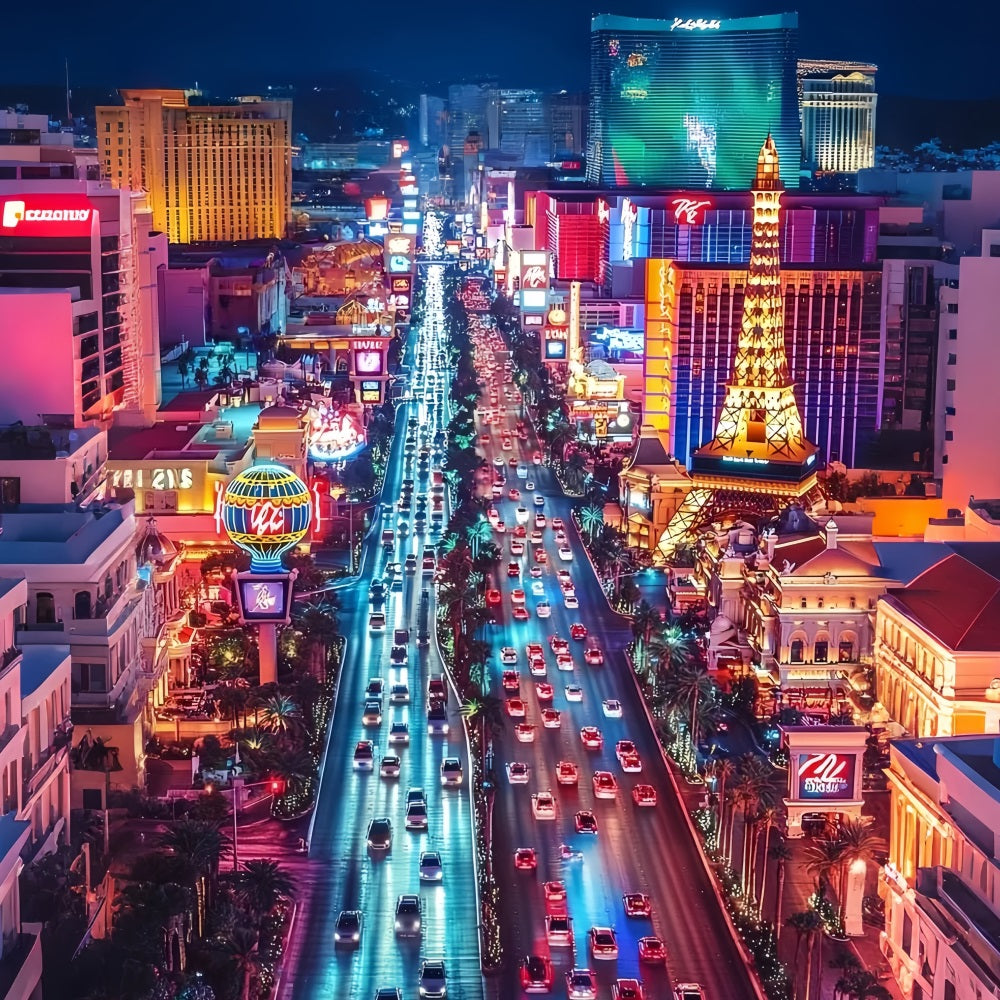 Las Vegas Backdrop City of Night Overlook Traffic Vegas Photo Backdrop UK CSH58-6