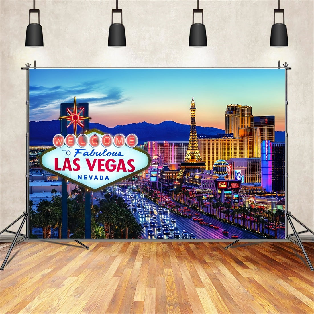 Las Vegas Backdrop Evening Sunset Paris Hotel Welcome to Fabulous Las Vegas Sign UK CSH58-9