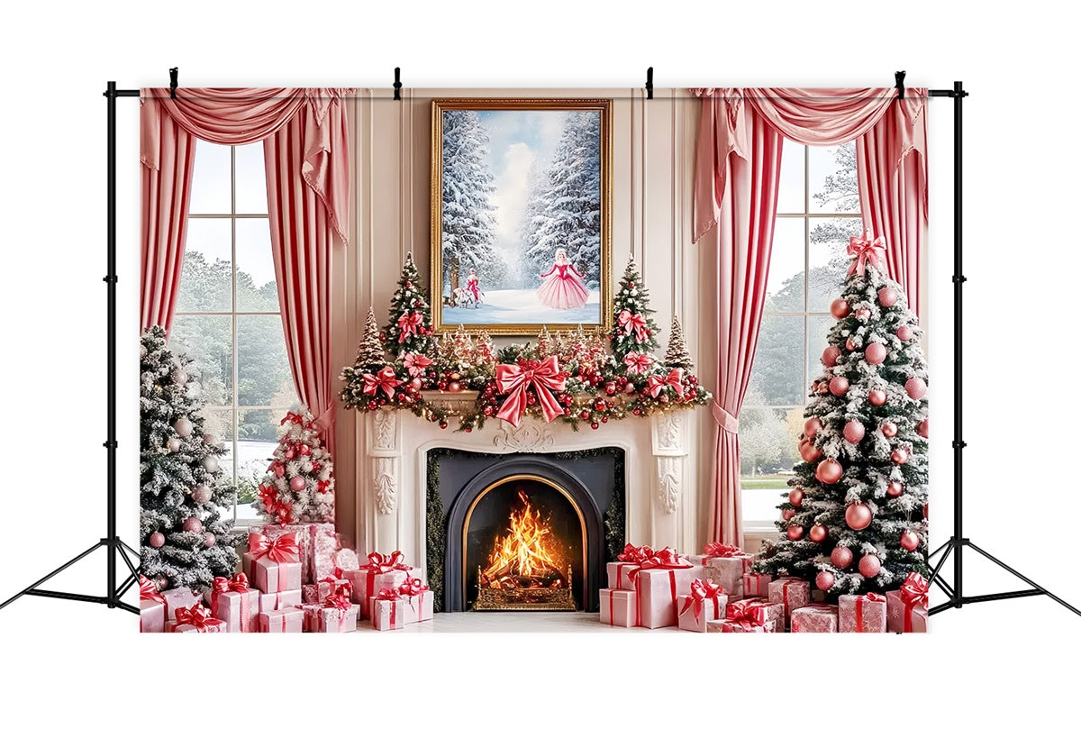 Christmas Fireplace Backdrop Blush Holiday Hearth Backdrop UK CSH6-280
