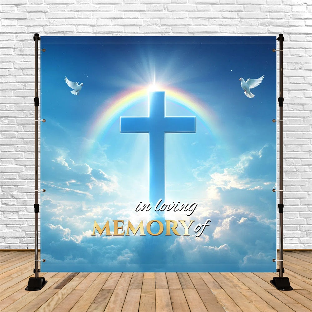 Memorial Backdrops Rainbow Cross Glory Personalized Backdrop UK CSH6-381