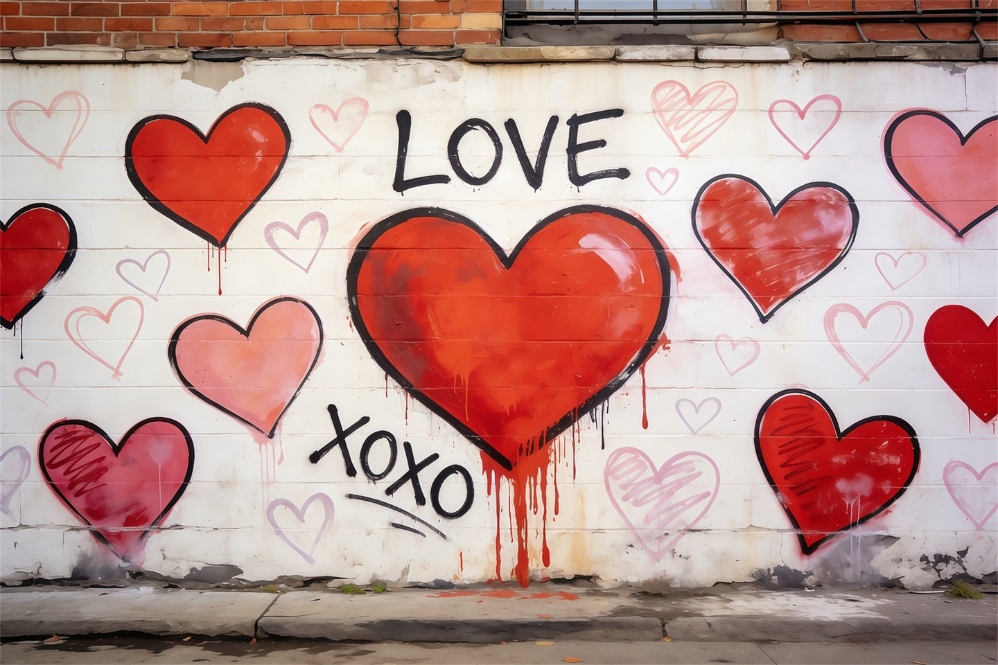 Graffiti Wall Valentine Backdrop Urban Love Heart Valentine's Day Photo Backdrop UK CSH61-105