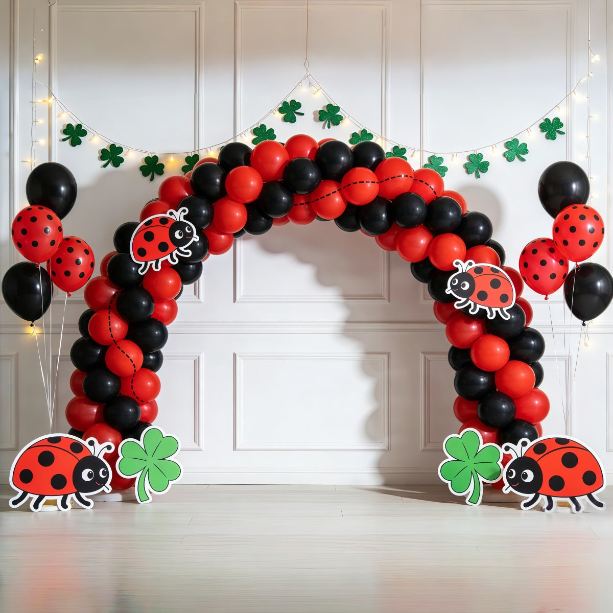 Ladybug Backdrop Lucky Clover Balloon Arch Spring Backdrop For Photography UK CSH61-130