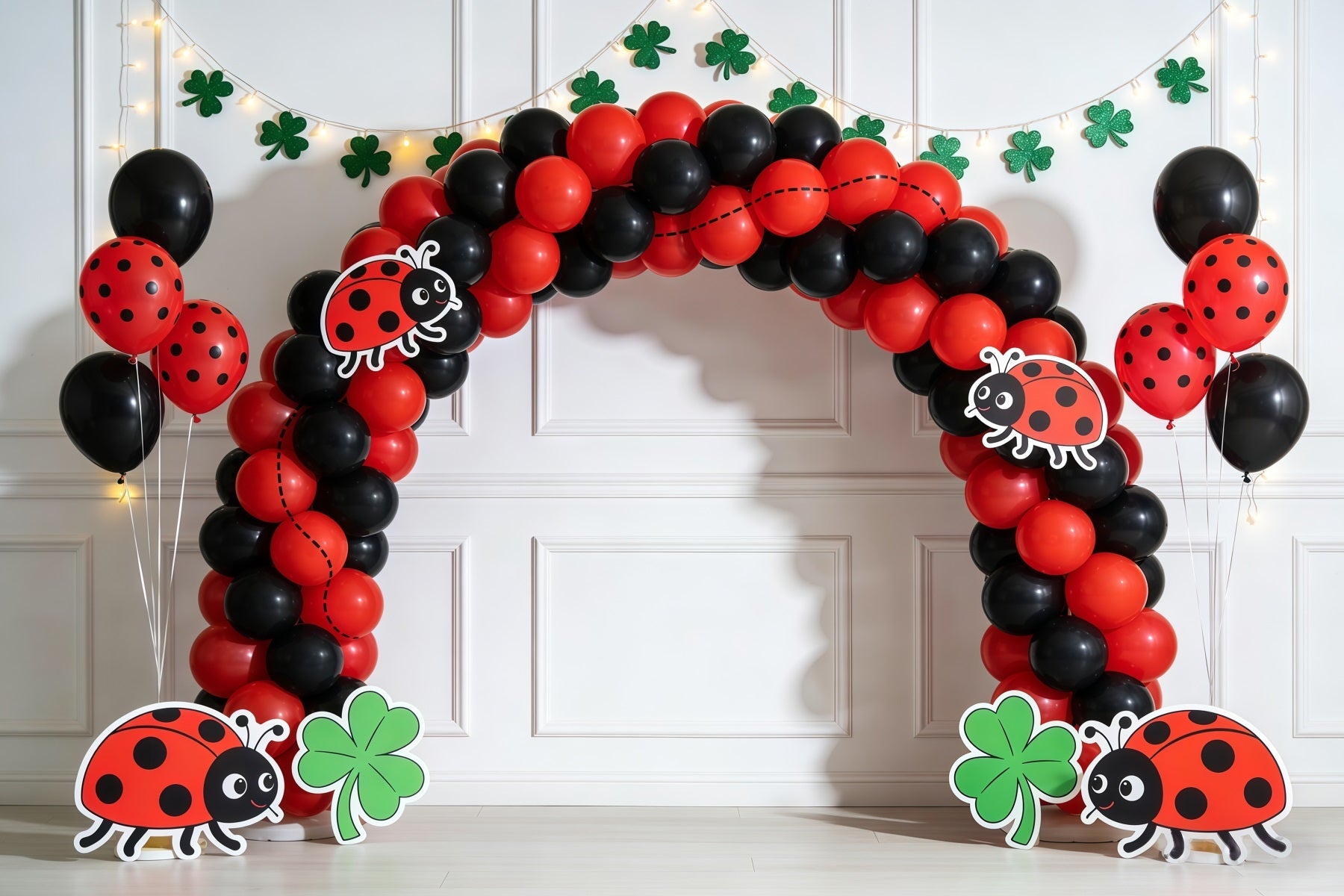 Ladybug Backdrop Lucky Clover Balloon Arch Spring Backdrop For Photography UK CSH61-130