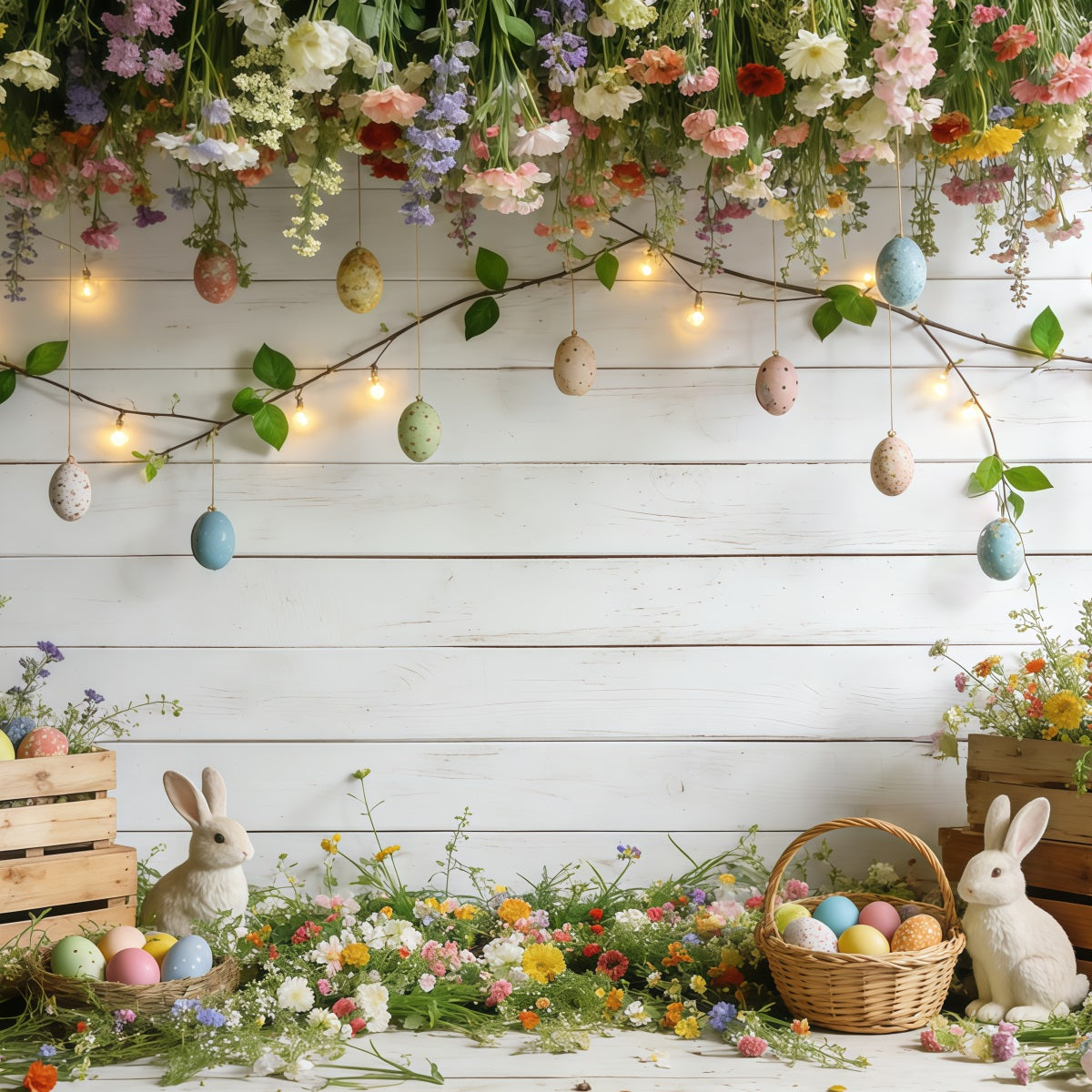 Easter Spring Backdrops Pastel Bunny Egg Garden Photography Spring Backdrops UK CSH61-144