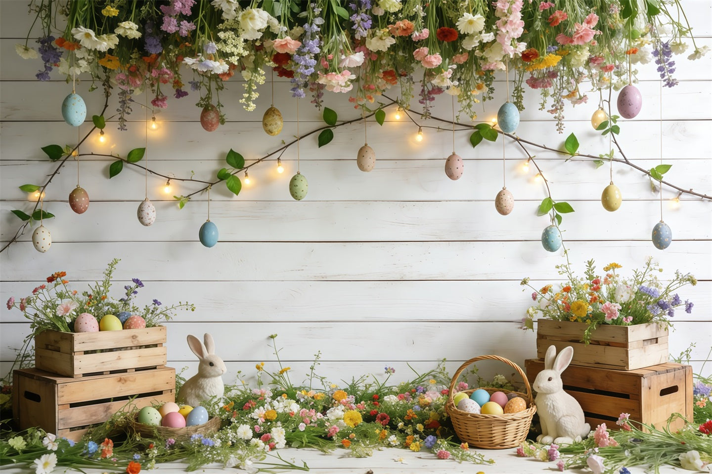 Easter Spring Backdrops Pastel Bunny Egg Garden Photography Spring Backdrops UK CSH61-144
