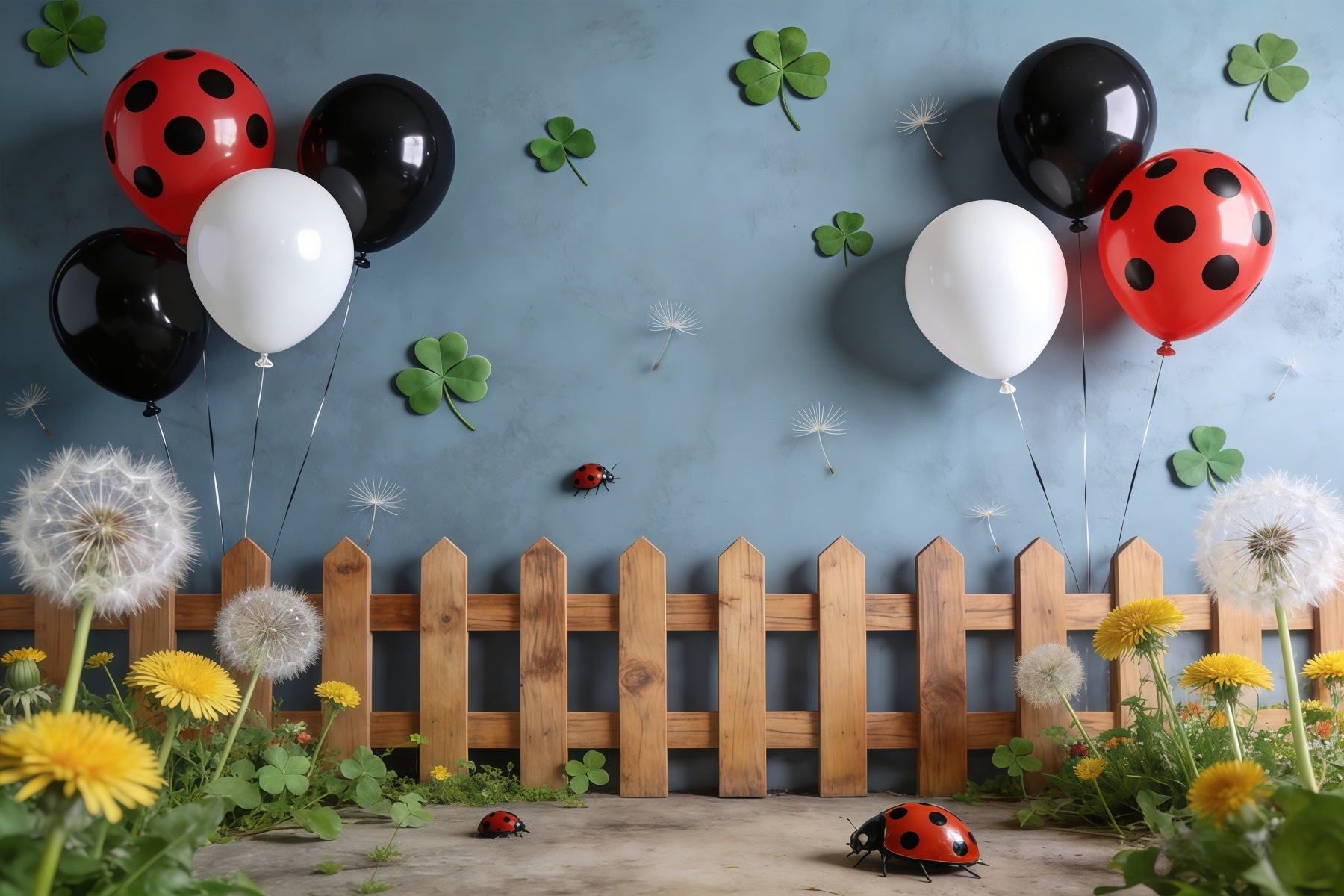 Ladybug Backdrops Clover Balloon Fence Dandelion Spring Backdrop Ideas UK CSH61-156
