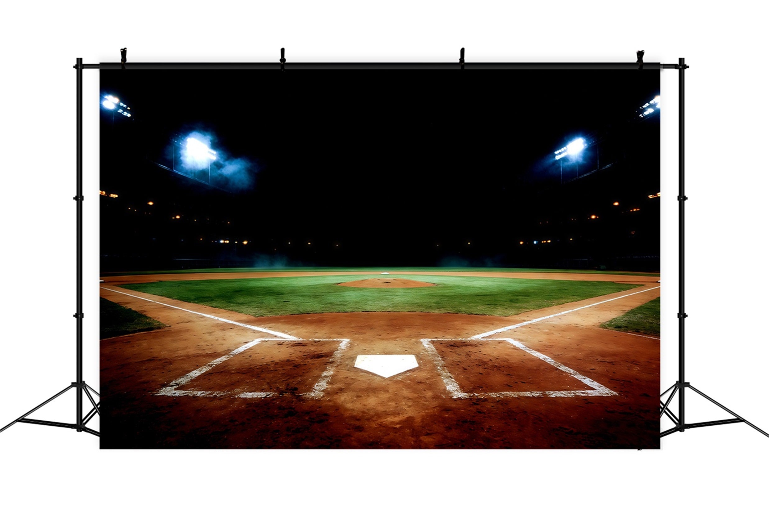 Baseball Field Backdrop Night Stadium Home Plate Sports Photo Backdrop UK CSH61-177