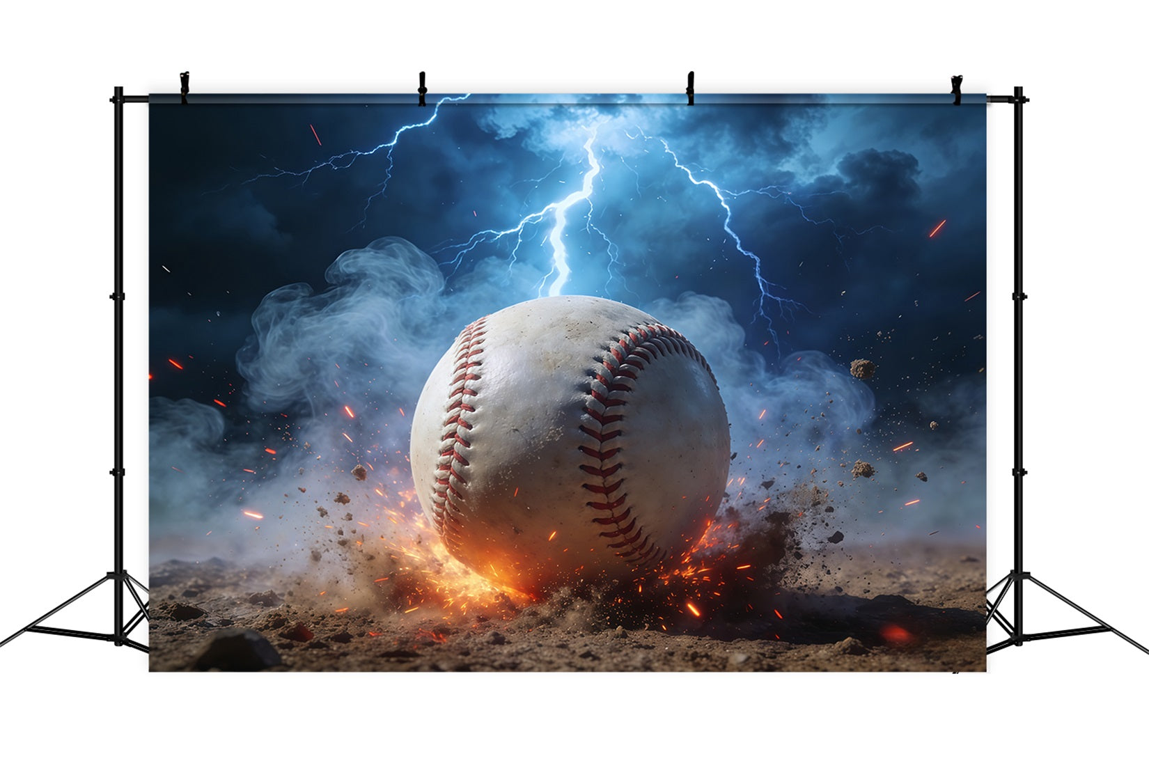 Baseball Backdrop For Pictures Lightning Power Impact Sports Photo Backdrop UK CSH61-187