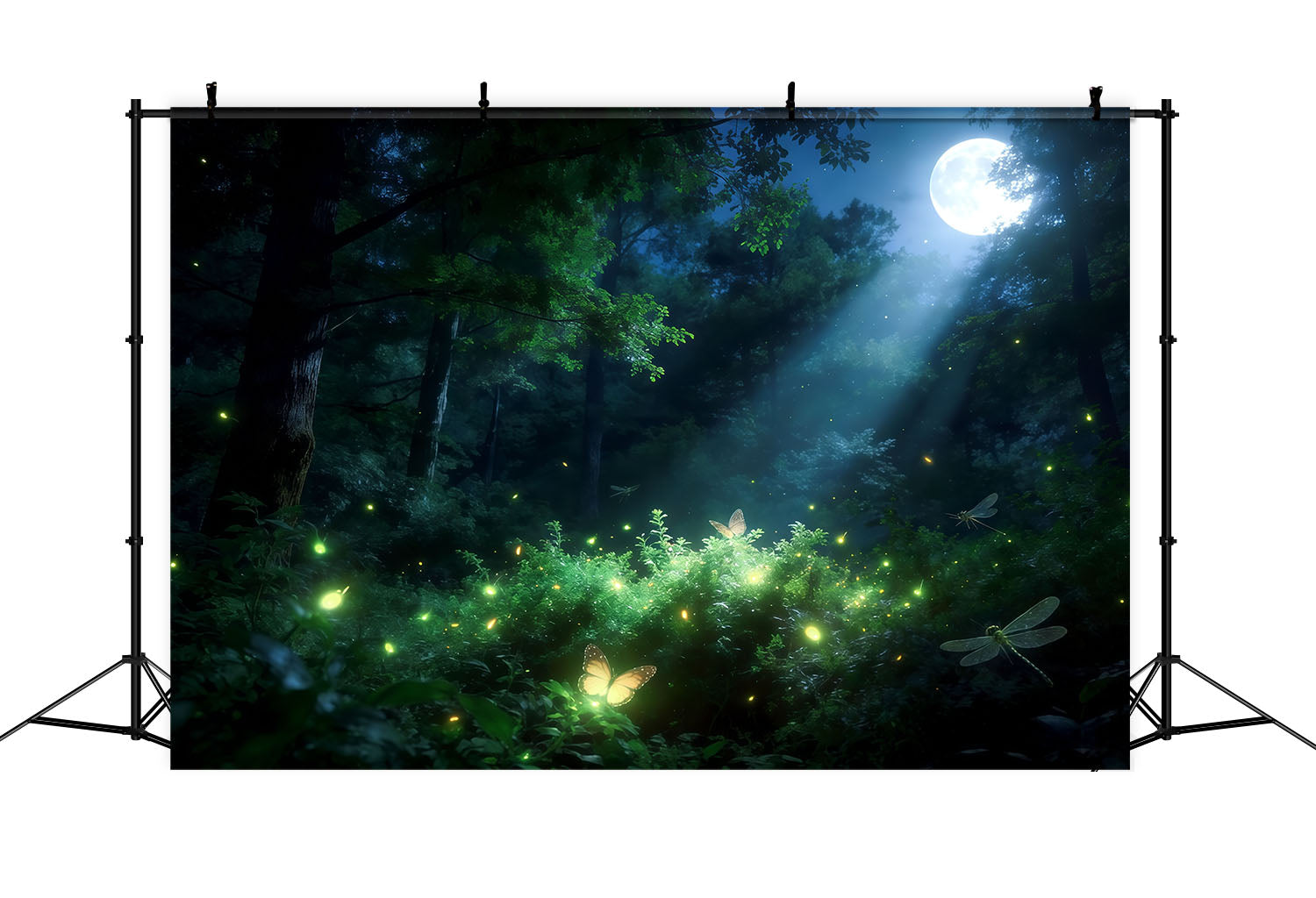 Enchanted Forest Backdrop Moonlit Firefly Woodland Glow Forest Photo Backdrops UK CSH61-196