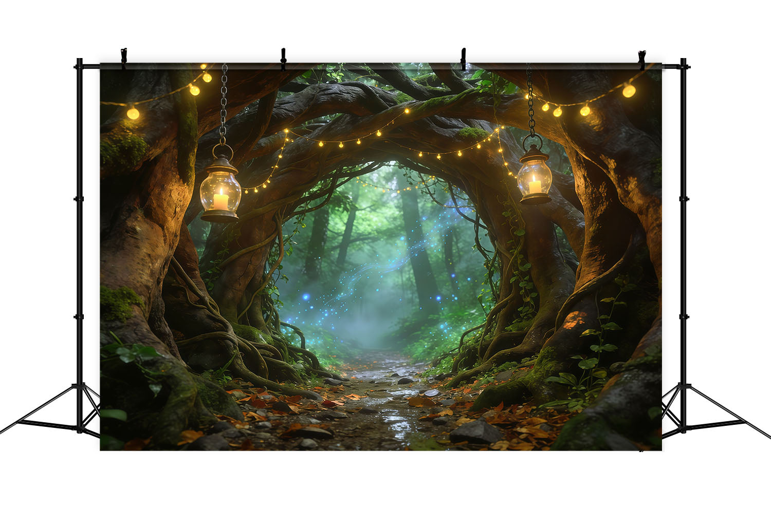 Fantasy Forest Backdrop Lantern Arch Woodland Path Forest Photography Backdrop UK CSH61-197
