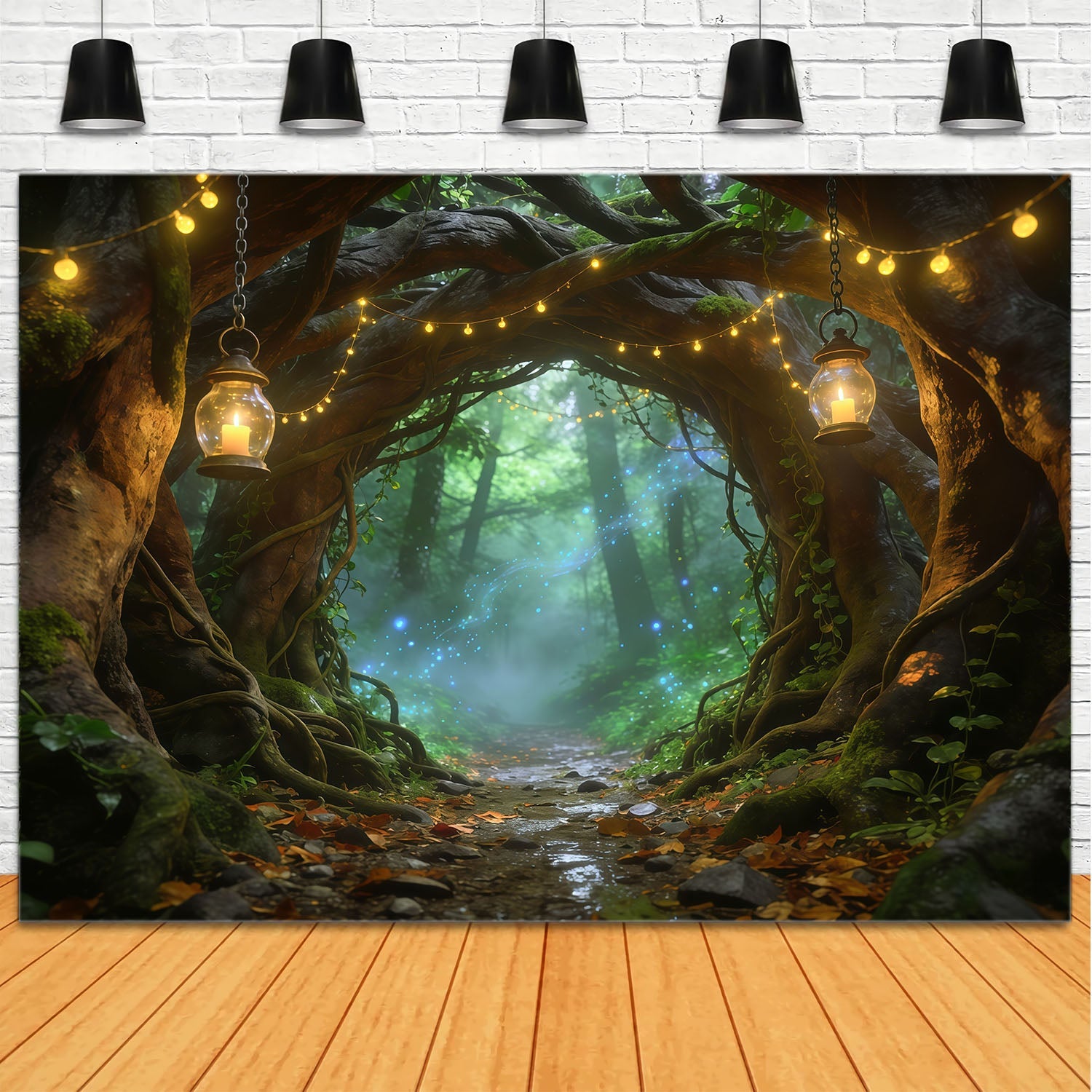 Fantasy Forest Backdrop Lantern Arch Woodland Path Forest Photography Backdrop UK CSH61-197