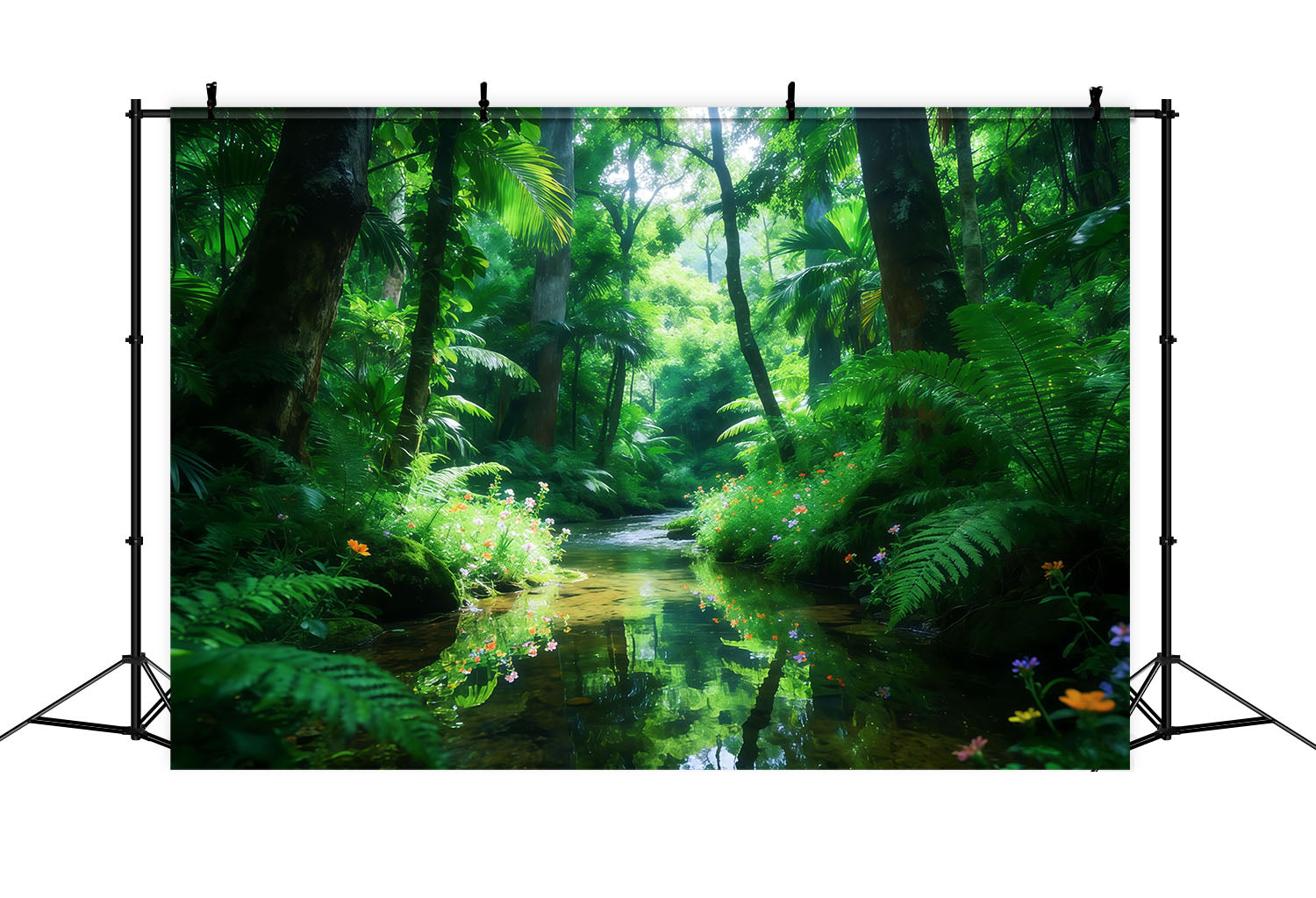 Rainforest Backdrop Emerald Stream Jungle Light Forest Backdrop Photography UK CSH61-198