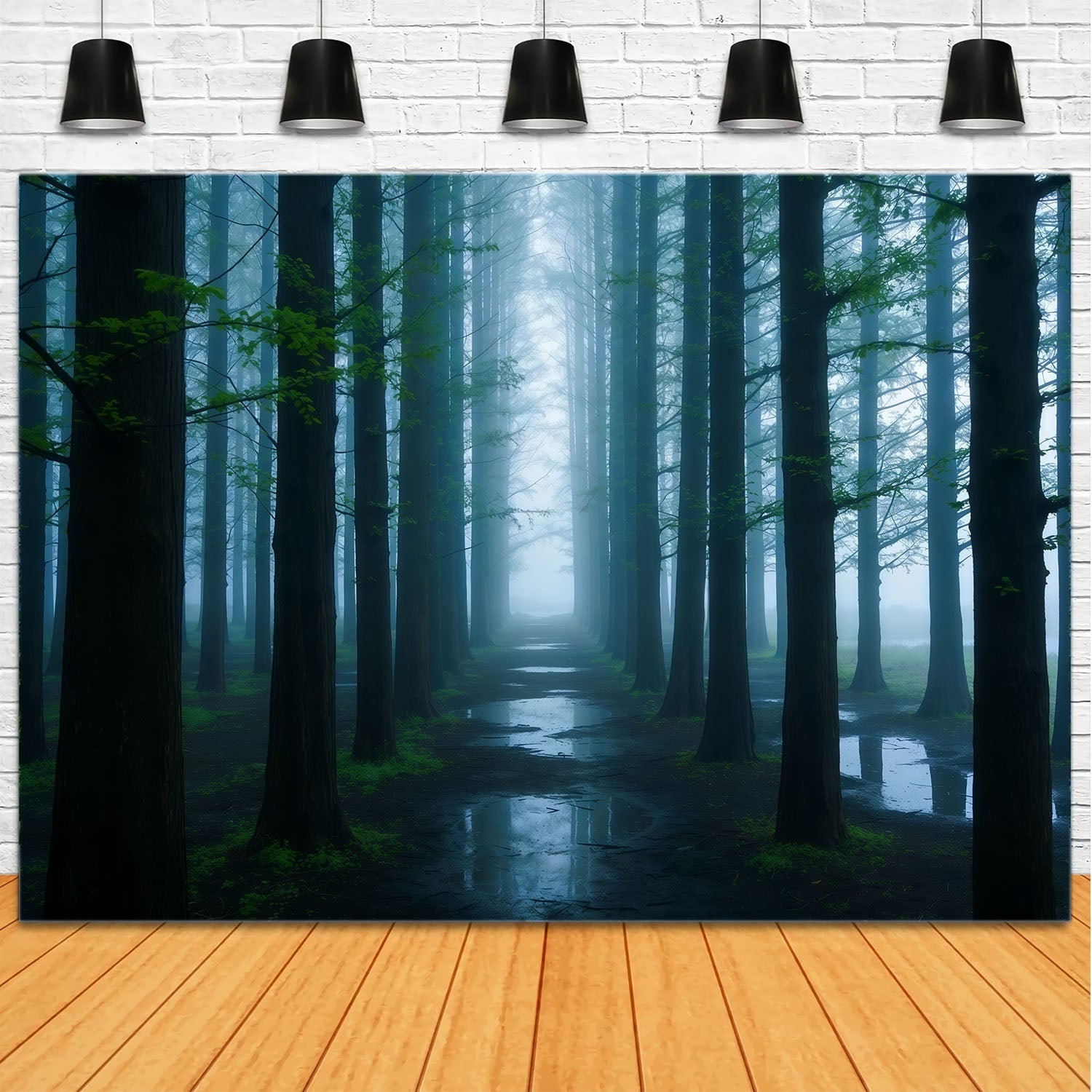Spooky Forest Backdrop Misty Blue Woodland Corridor Backdrop Forest Theme UK CSH61-200