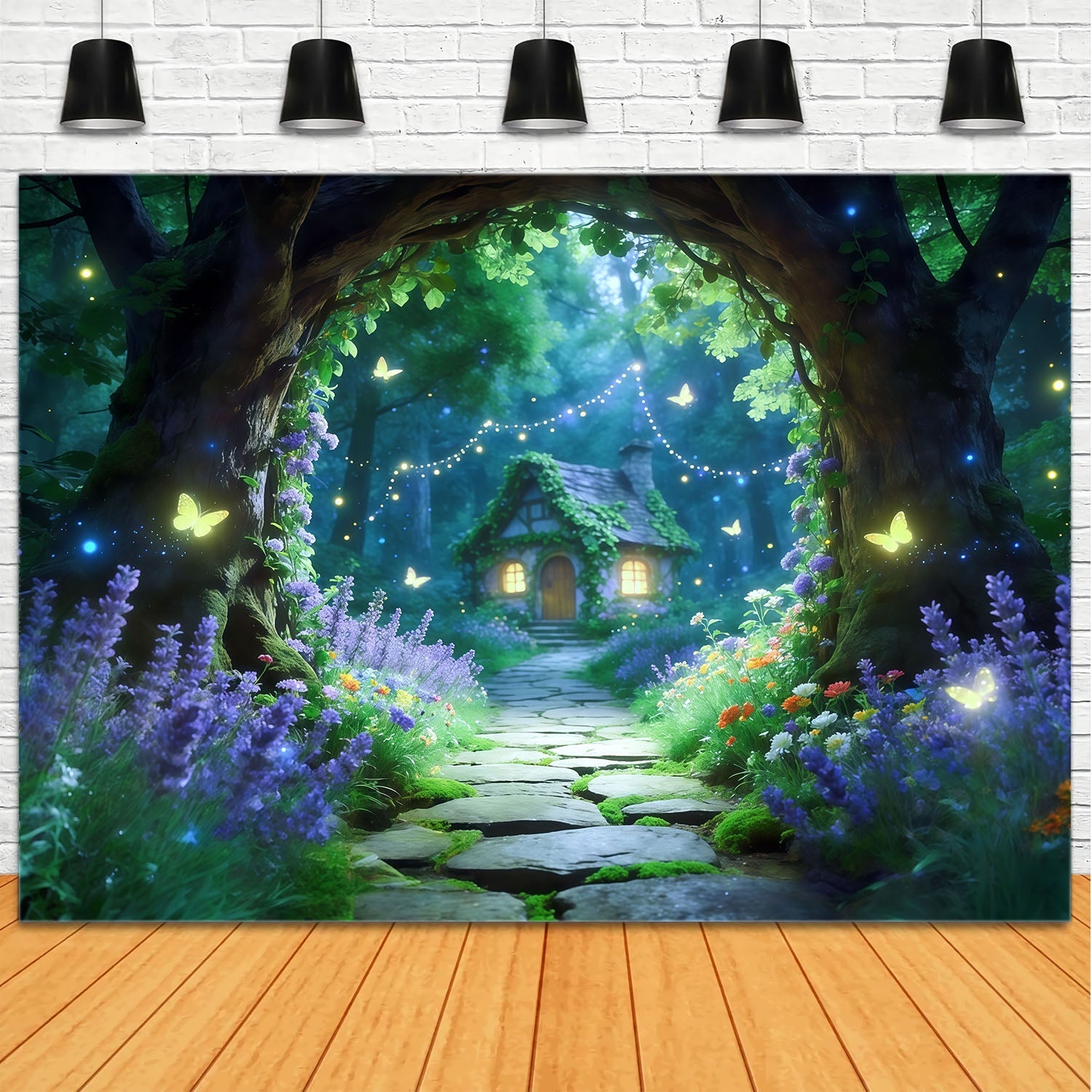 Magical Forest Backdrop Firefly Cottage Garden Path Forest Backdrop Ideas UK CSH61-203