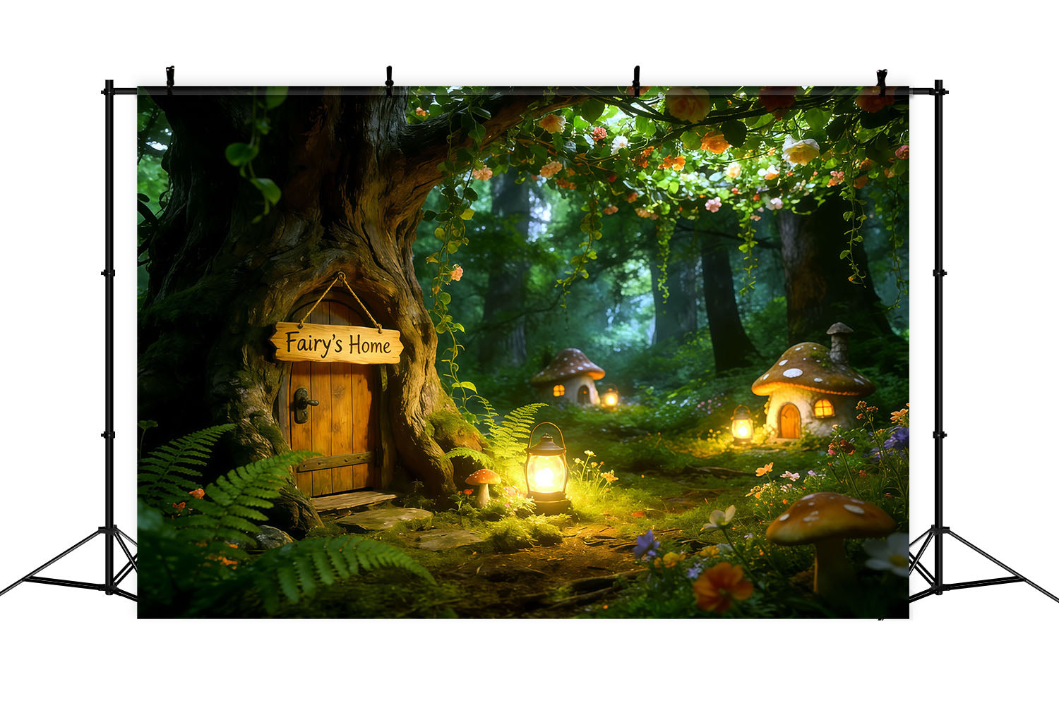 Fairy Forest Backdrop Fairy Door Lantern Hollow Forest Themed Backdrop UK CSH61-204