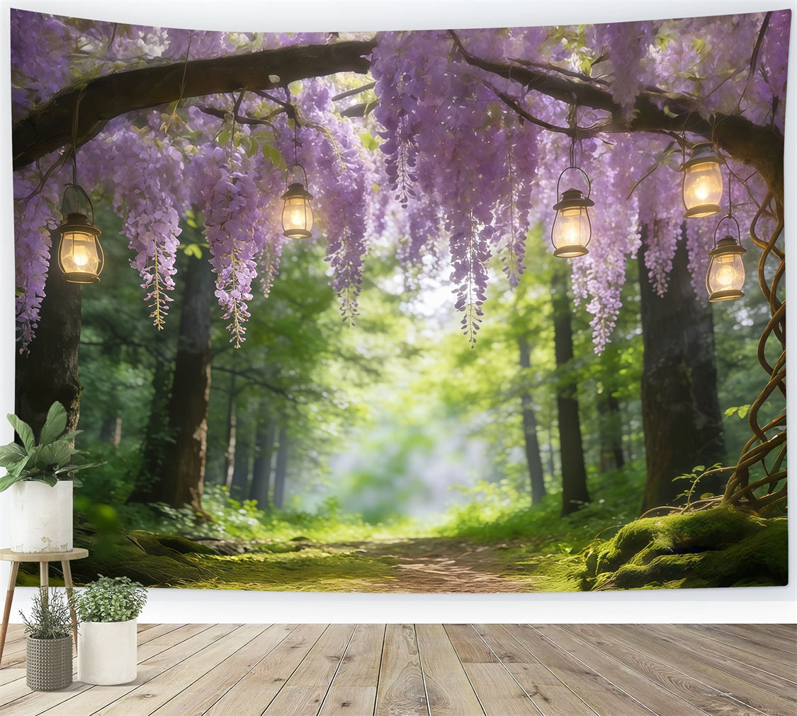 Forest Photography Backdrop Wisteria Lantern Woodland Arch Forest Scene Backdrop UK CSH61-208
