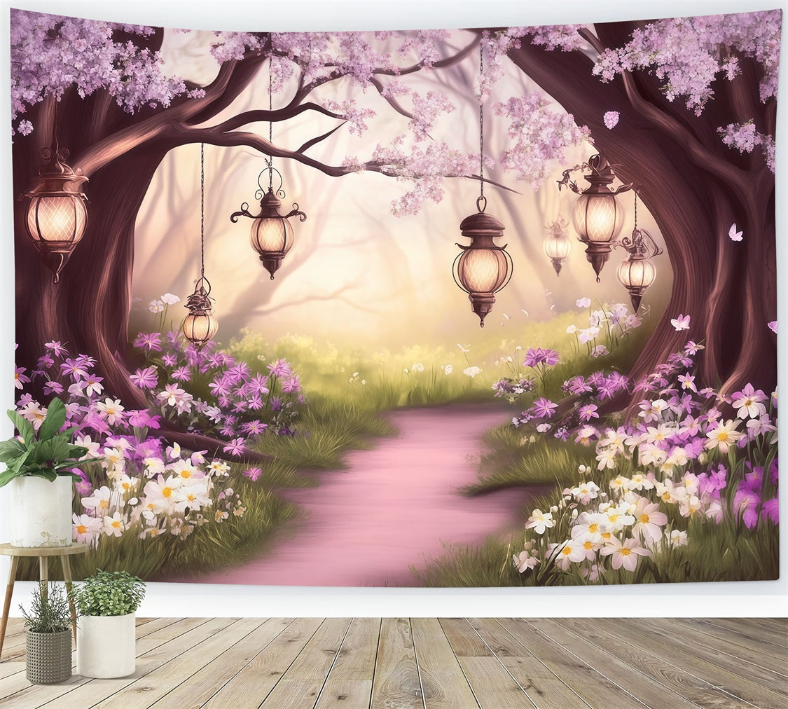 Fairy Forest Backdrop Blush Blossom Lantern Path Forest Backdrops For Photography UK CSH61-211