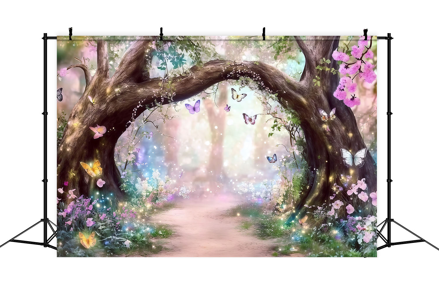 Fantasy Forest Backdrop Enchanted Butterfly Blossom Arch Forest Photo Backdrops UK CSH61-212